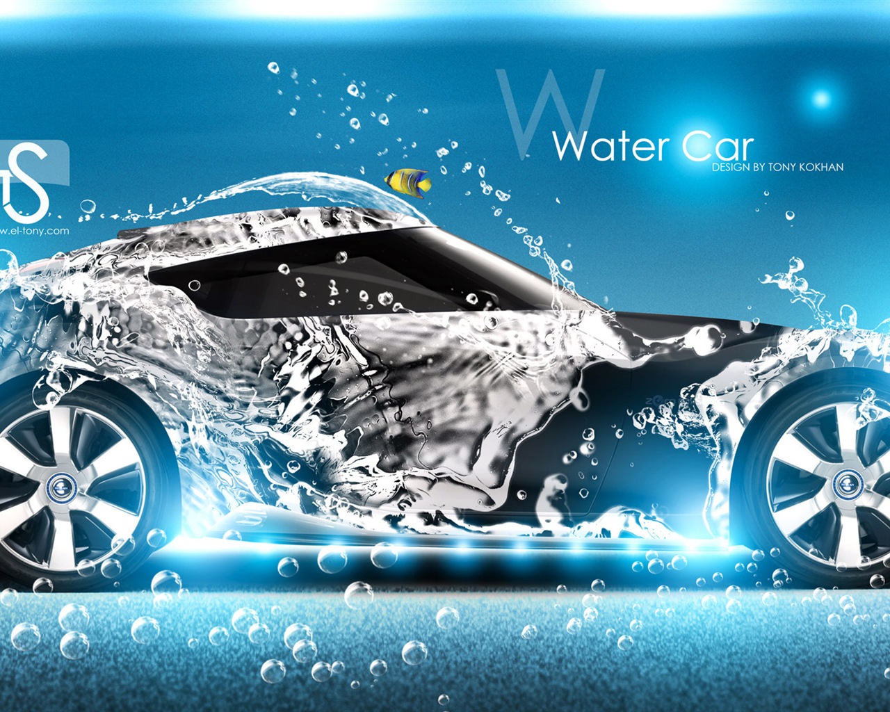 물 방울 스플래시, 아름다운 차 크리 에이 티브 디자인 배경 화면 #5 - 1280x1024