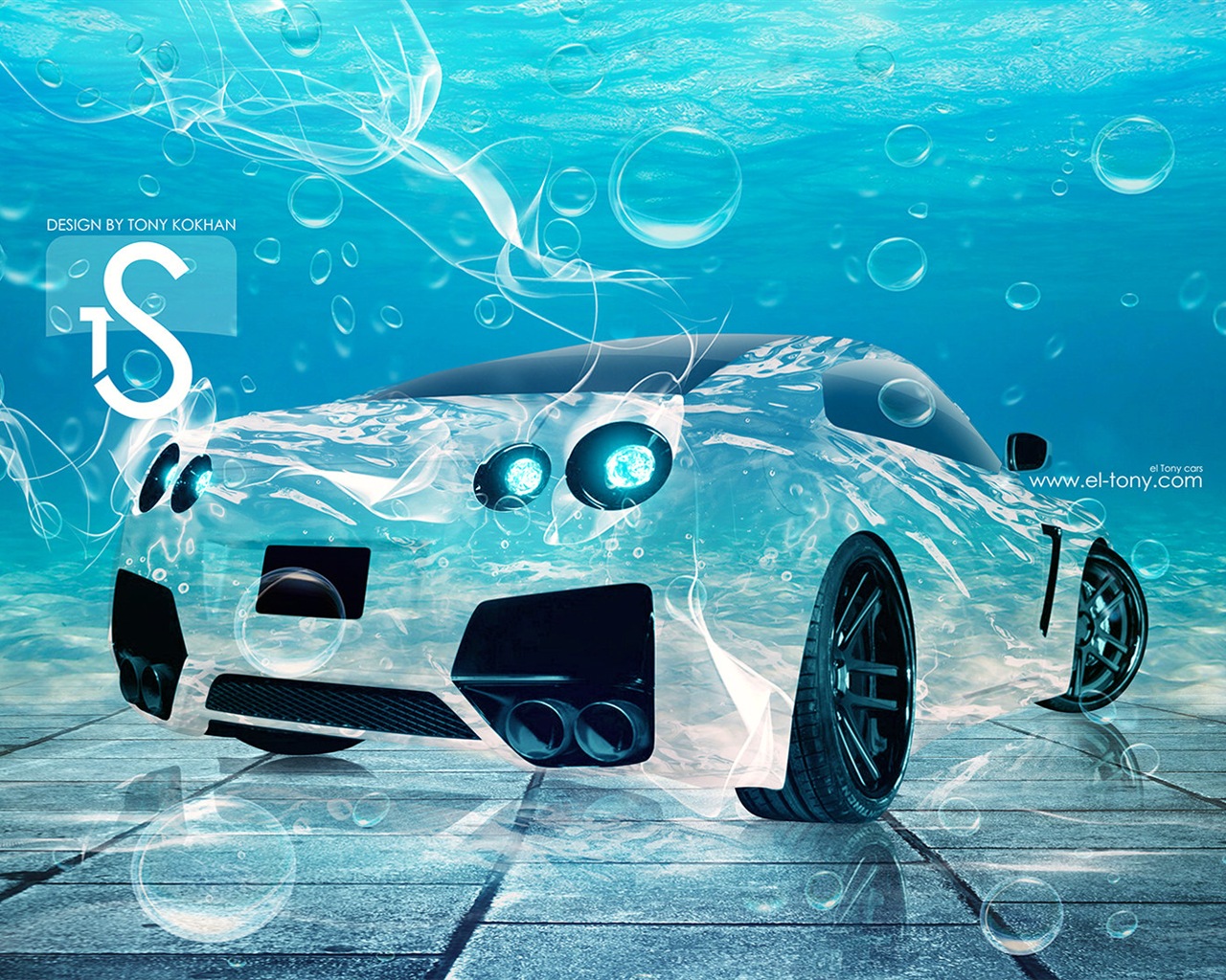 Les gouttes d'eau splash, beau fond d'écran de conception créative de voiture #9 - 1280x1024