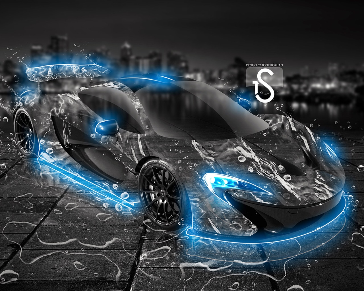 Kapky vody stříkající, krásné auto kreativní design tapety #12 - 1280x1024