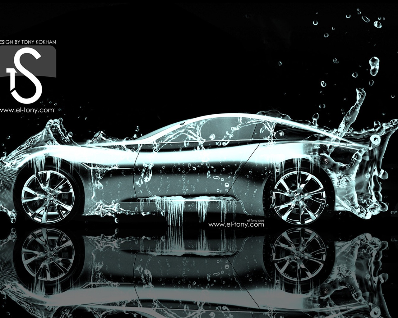 Les gouttes d'eau splash, beau fond d'écran de conception créative de voiture #13 - 1280x1024