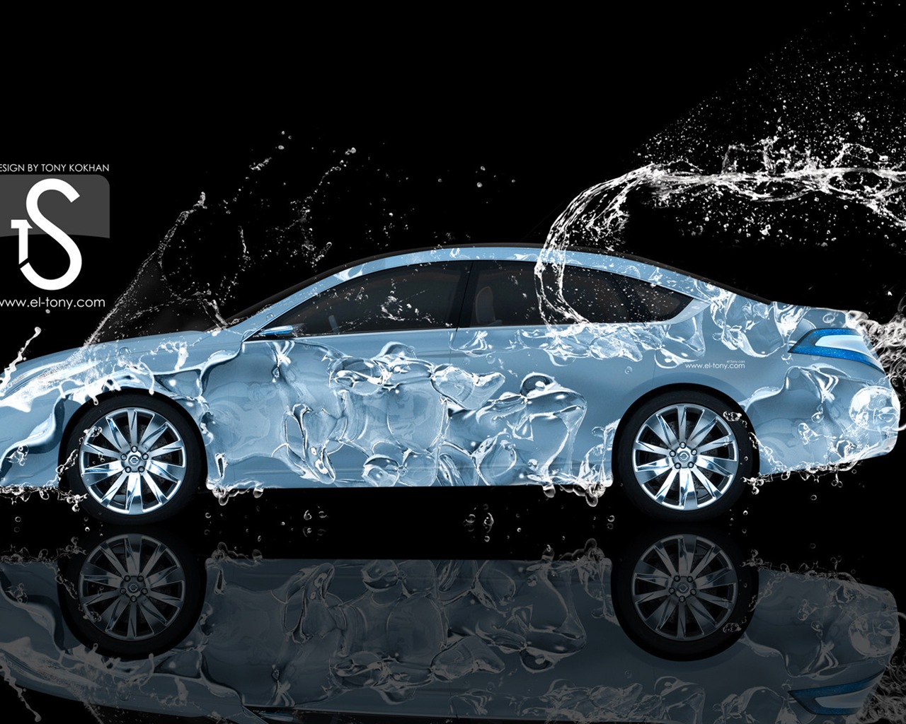 Les gouttes d'eau splash, beau fond d'écran de conception créative de voiture #15 - 1280x1024