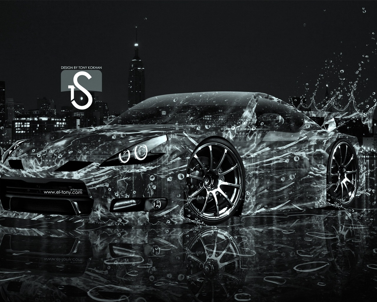 Les gouttes d'eau splash, beau fond d'écran de conception créative de voiture #17 - 1280x1024