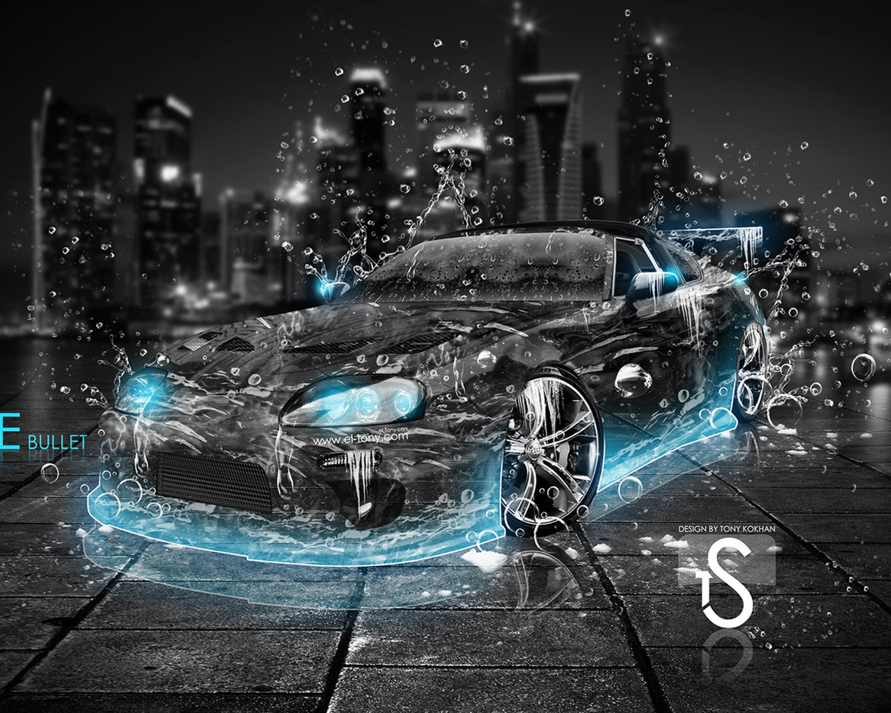 물 방울 스플래시, 아름다운 차 크리 에이 티브 디자인 배경 화면 #18 - 1280x1024
