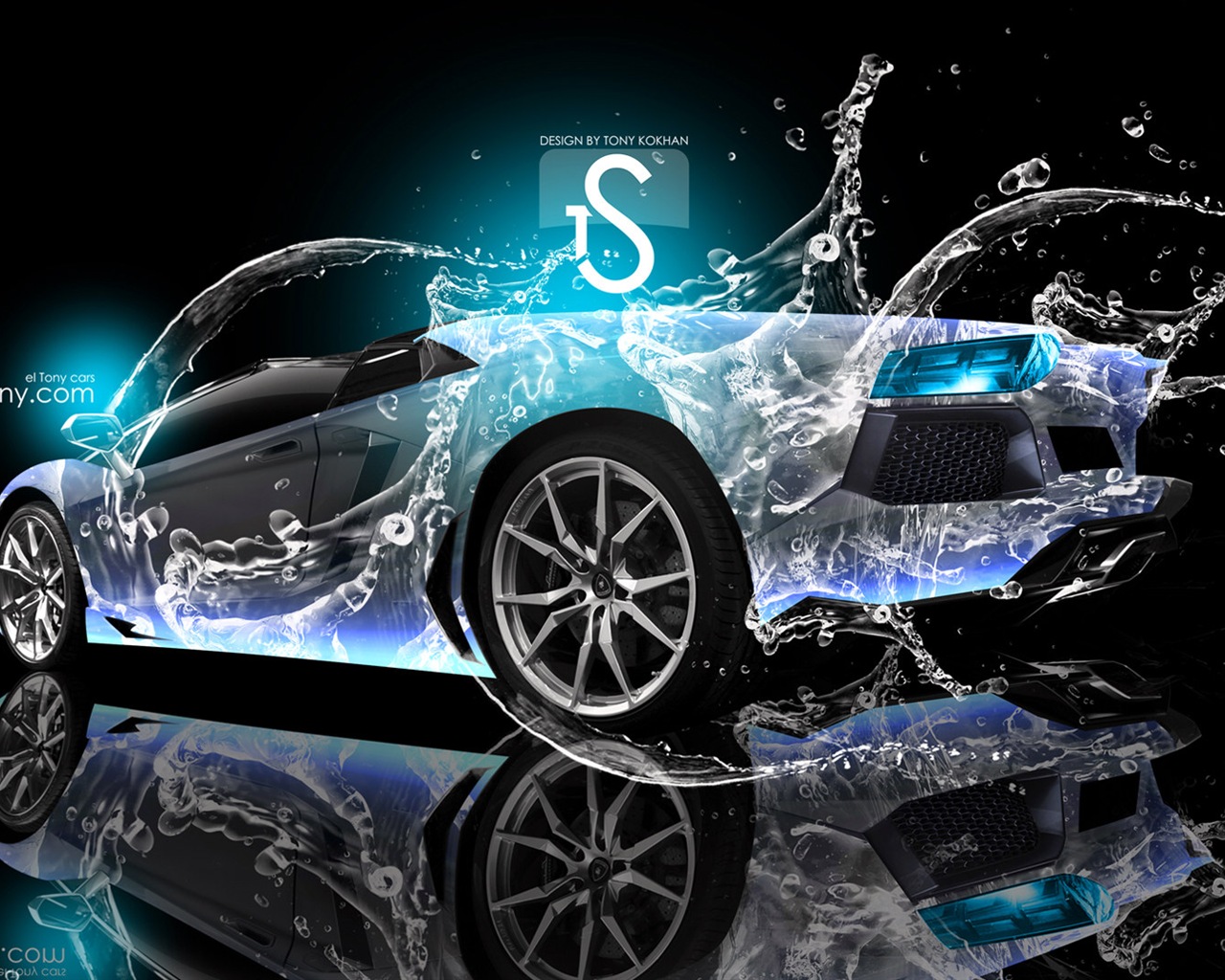 Les gouttes d'eau splash, beau fond d'écran de conception créative de voiture #19 - 1280x1024