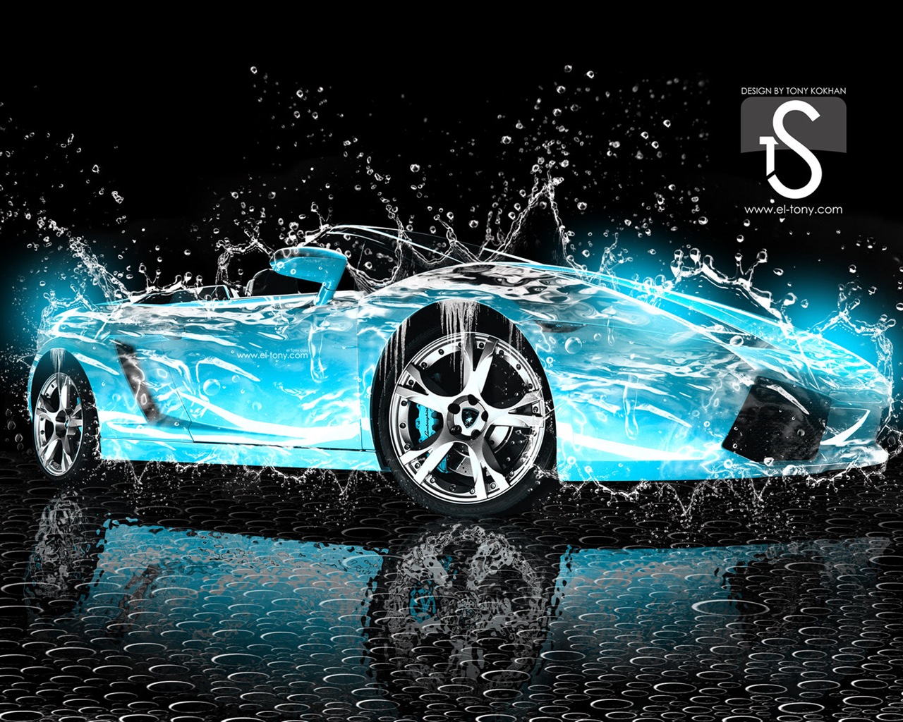 Les gouttes d'eau splash, beau fond d'écran de conception créative de voiture #22 - 1280x1024