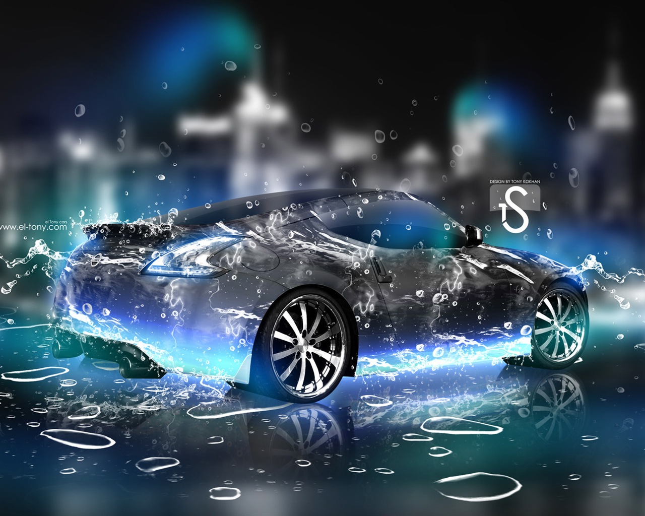 Kapky vody stříkající, krásné auto kreativní design tapety #23 - 1280x1024