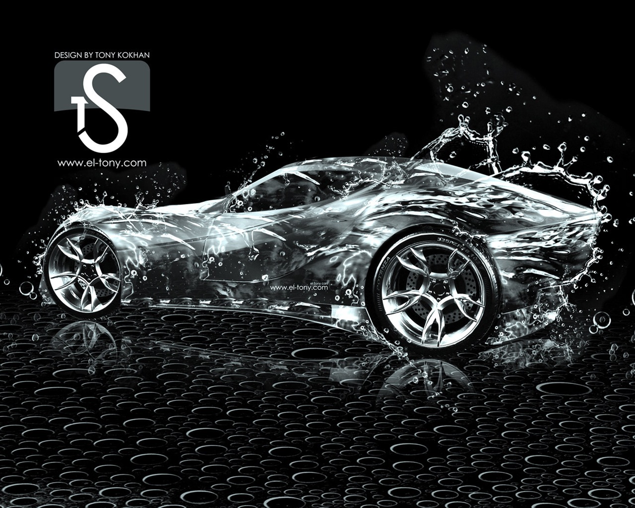 Les gouttes d'eau splash, beau fond d'écran de conception créative de voiture #25 - 1280x1024
