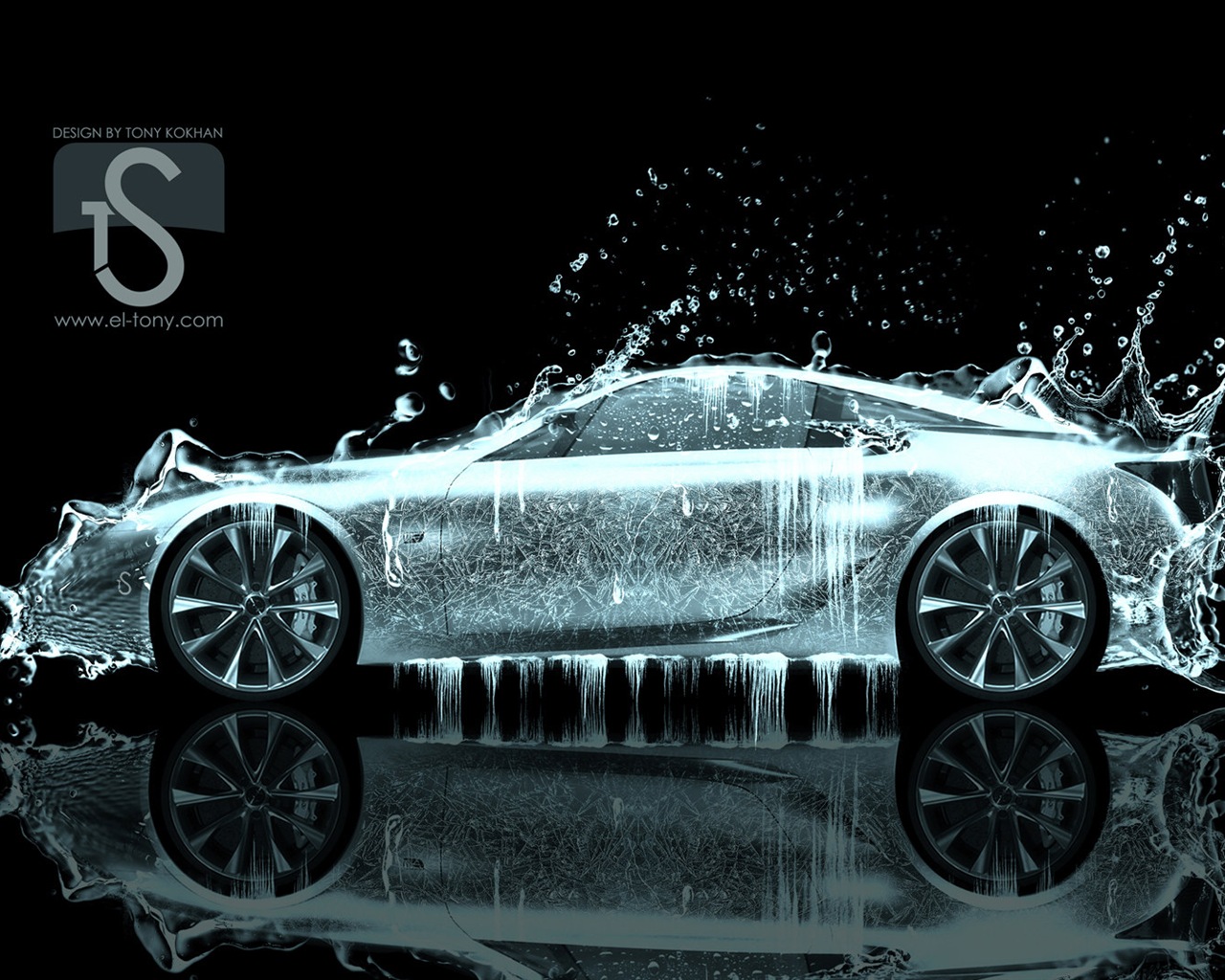 Les gouttes d'eau splash, beau fond d'écran de conception créative de voiture #26 - 1280x1024