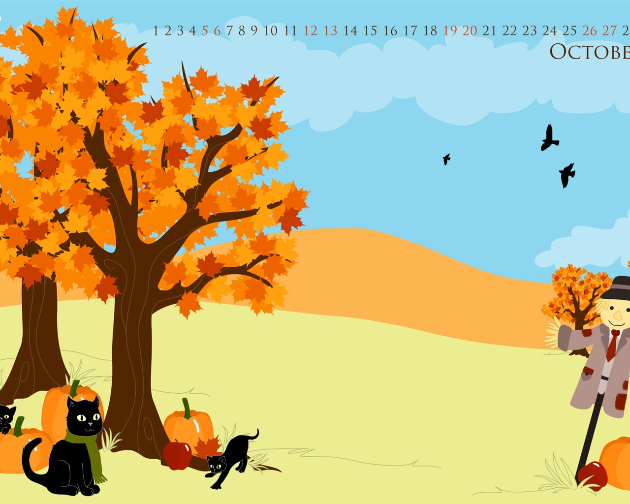 October 2013 calendar wallpaper (2) #15 - 1280x1024