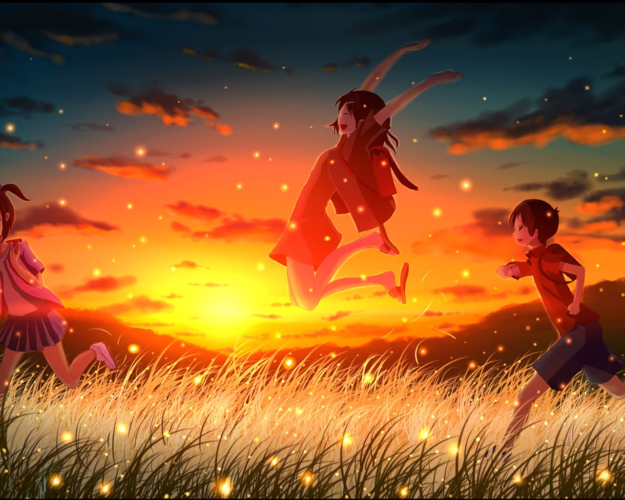 světluška léto krásný anime tapety #1 - 1280x1024