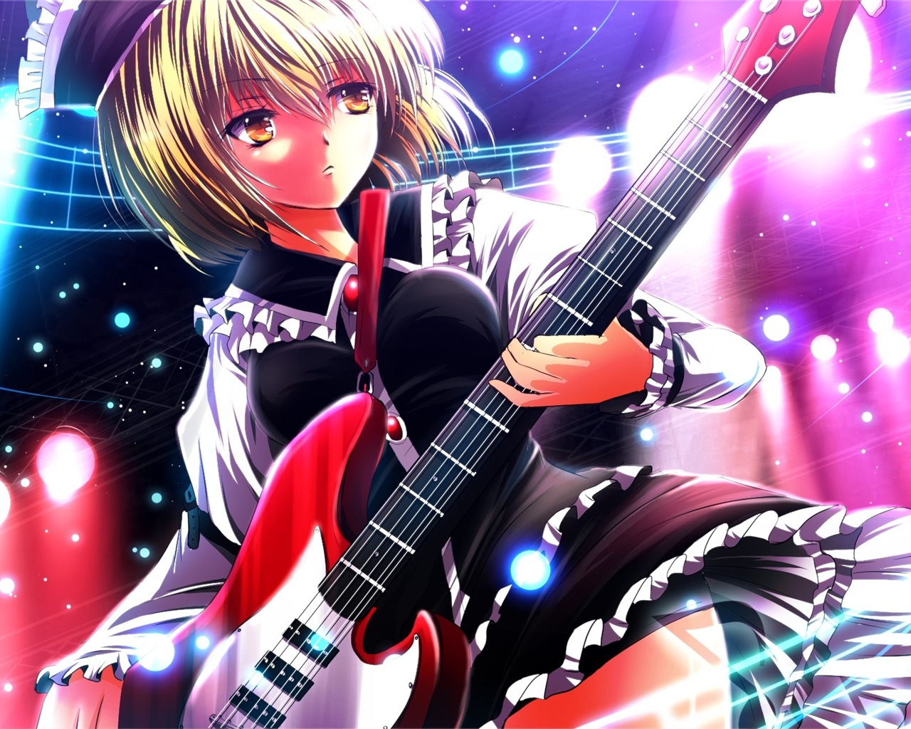 Hudební kytara Anime girl HD tapety na plochu #1 - 1280x1024