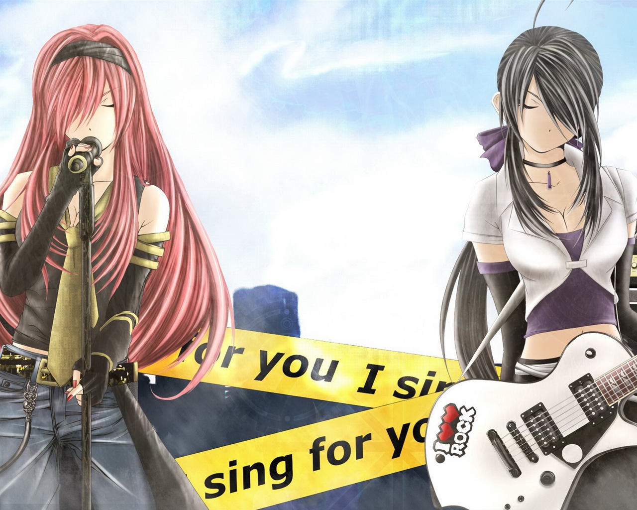 Hudební kytara Anime girl HD tapety na plochu #3 - 1280x1024