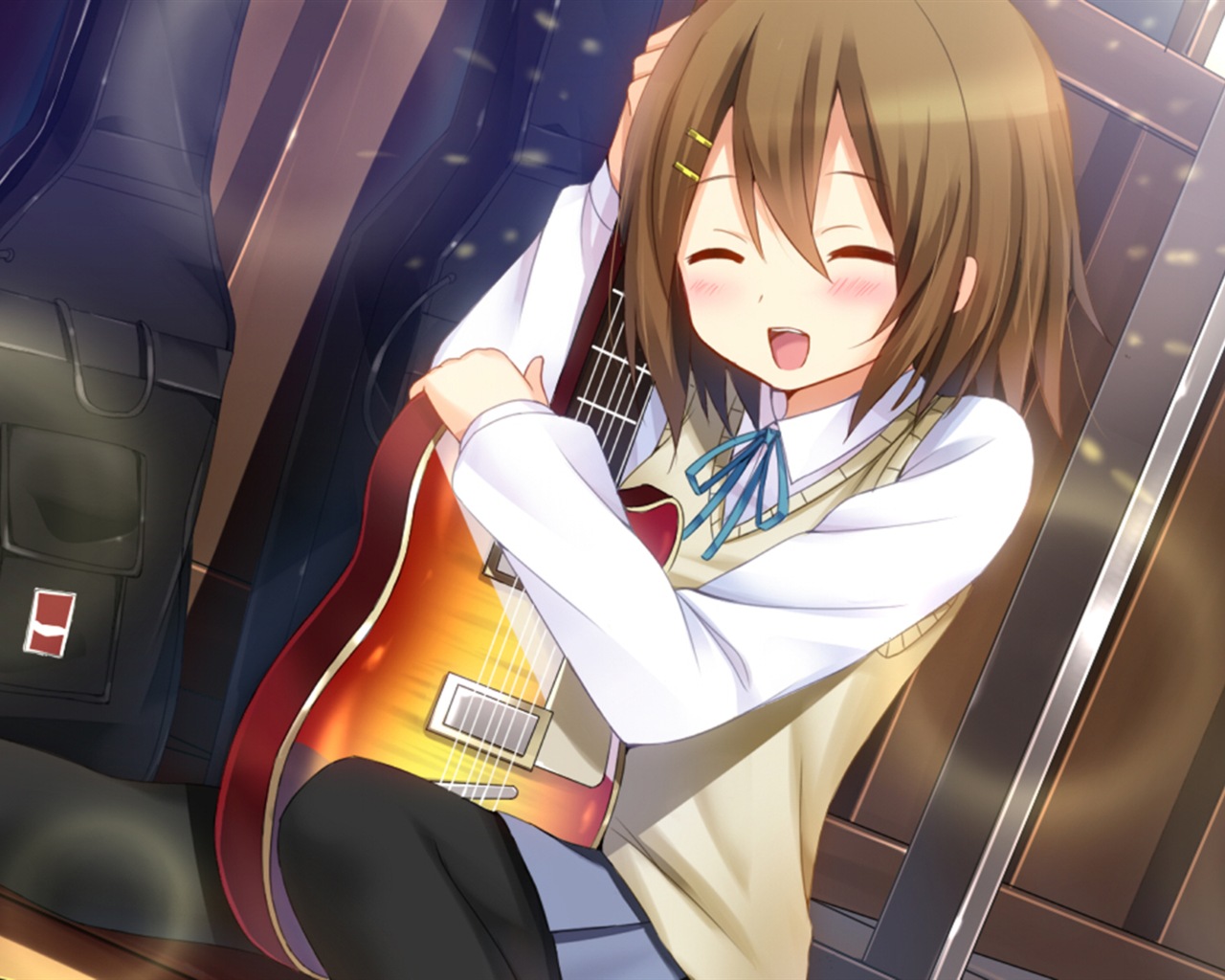 Hudební kytara Anime girl HD tapety na plochu #6 - 1280x1024