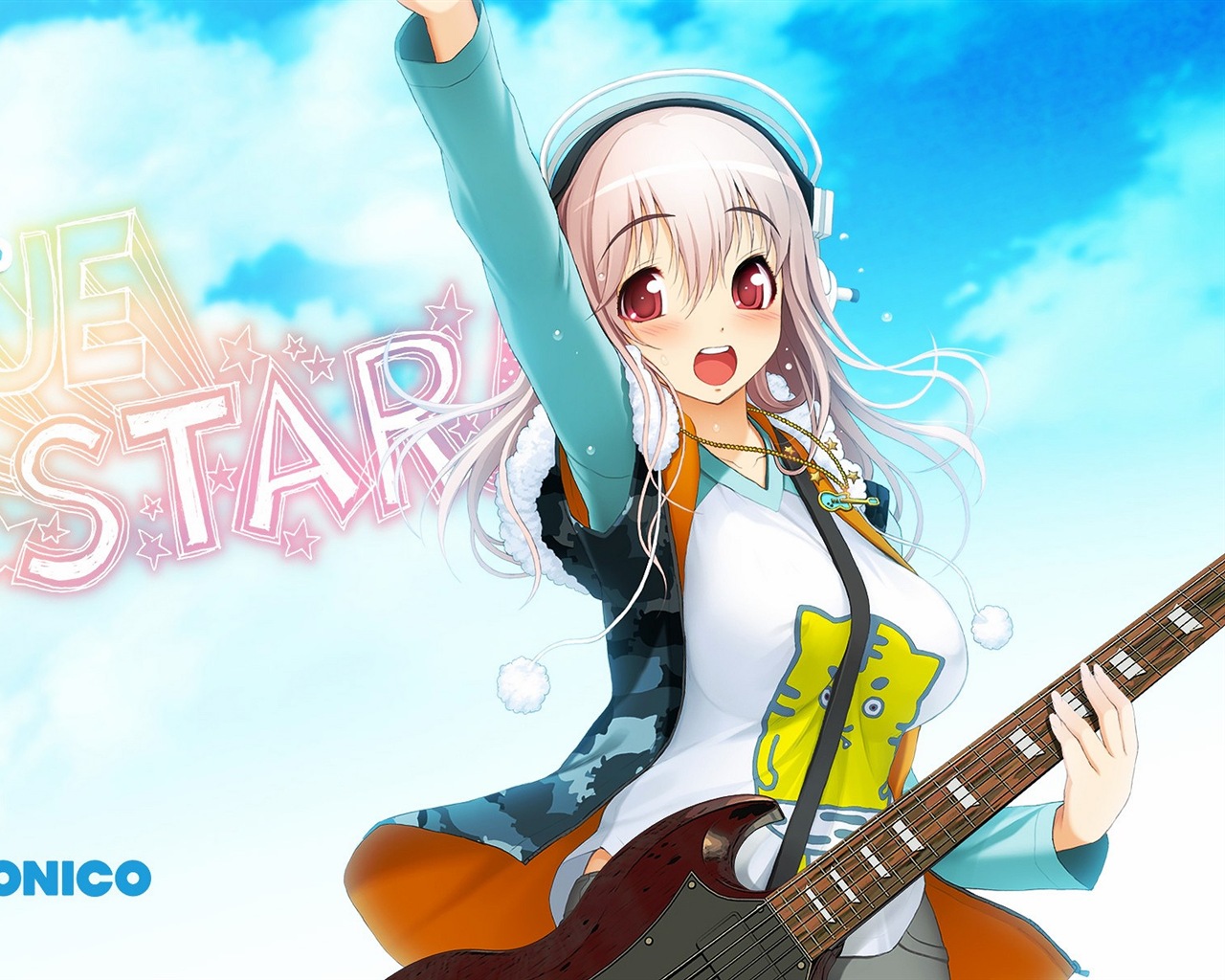 Hudební kytara Anime girl HD tapety na plochu #11 - 1280x1024
