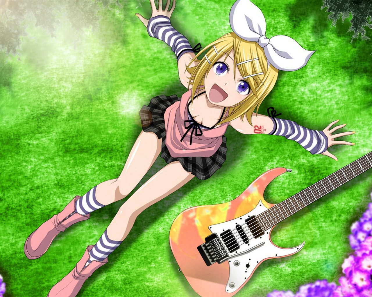 Hudební kytara Anime girl HD tapety na plochu #15 - 1280x1024