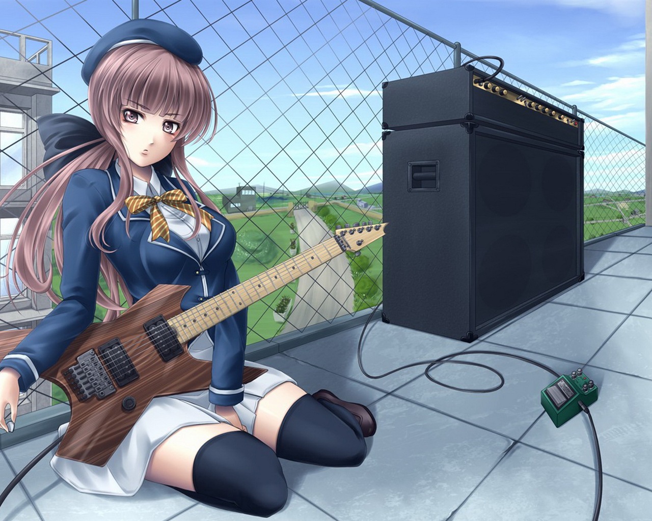 Hudební kytara Anime girl HD tapety na plochu #17 - 1280x1024
