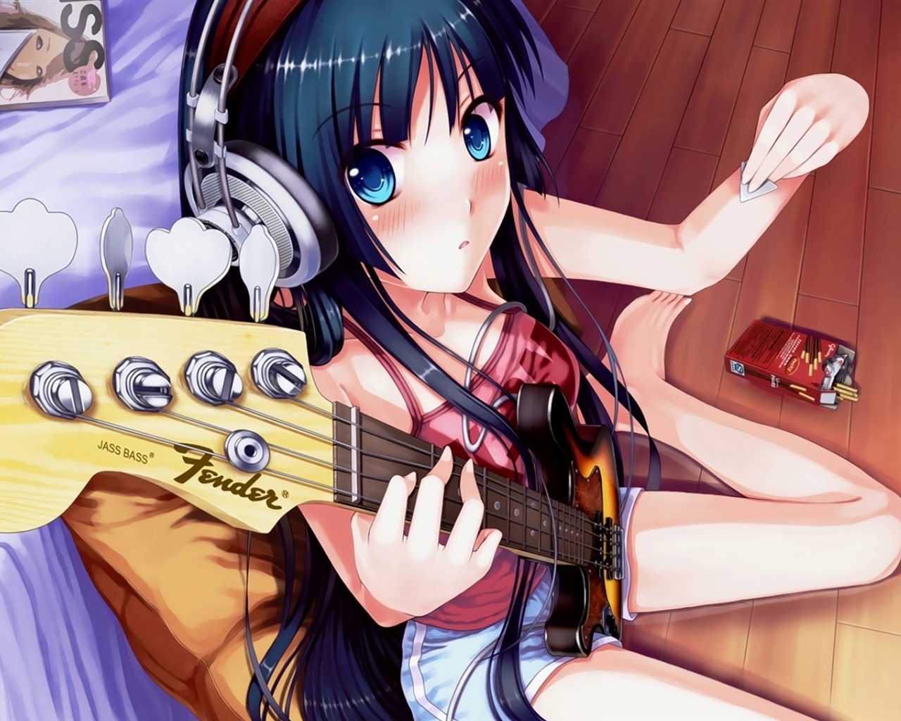 Hudební kytara Anime girl HD tapety na plochu #18 - 1280x1024