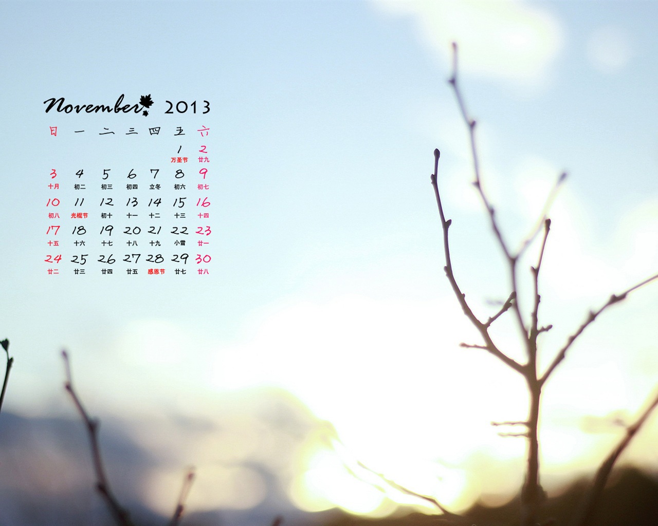 November 2013 Calendar wallpaper (1) #17 - 1280x1024
