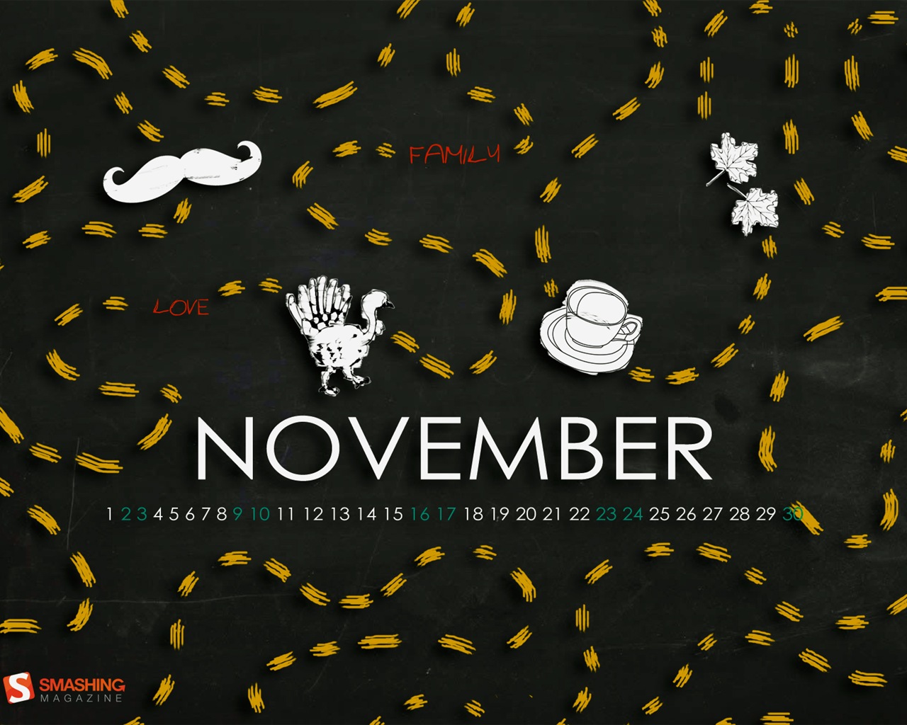 Novembre 2013 Calendar Wallpaper (2) #10 - 1280x1024