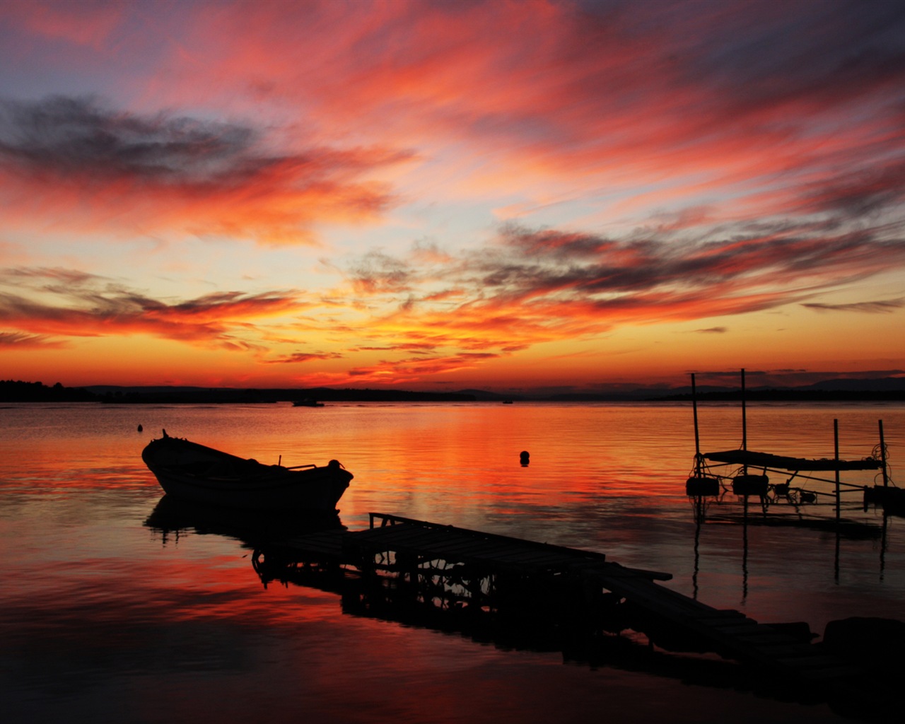 Costa del muelle al atardecer paisaje HD wallpaper #2 - 1280x1024