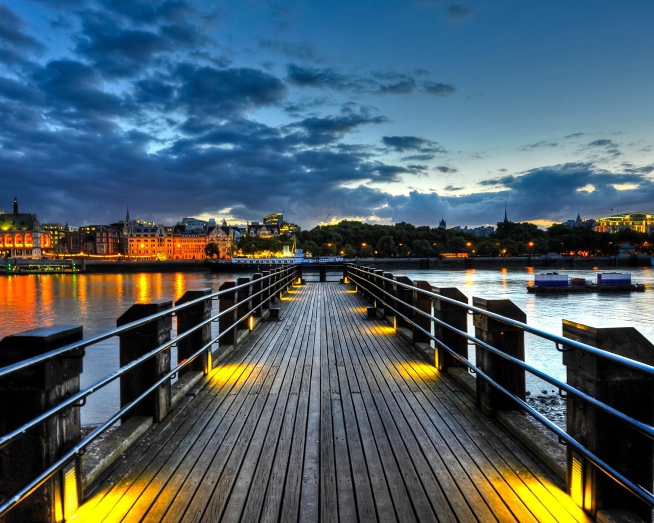 Costa del muelle al atardecer paisaje HD wallpaper #8 - 1280x1024