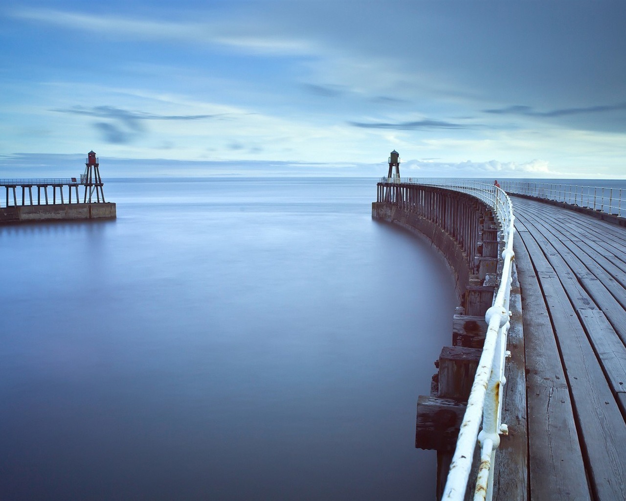 Costa del muelle al atardecer paisaje HD wallpaper #11 - 1280x1024