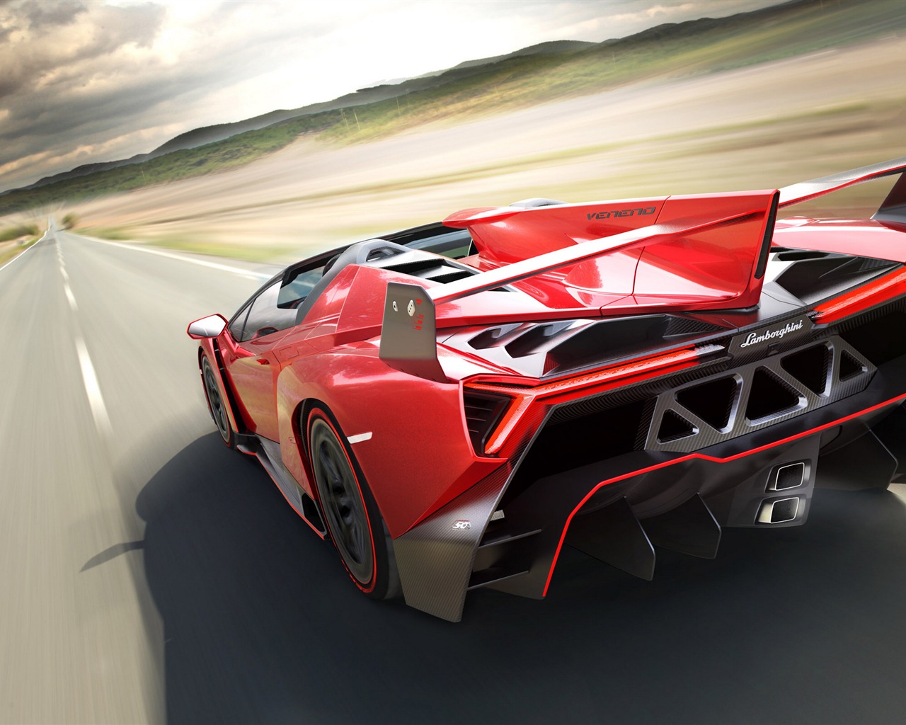 2014 Lamborghini Veneno Roadster rot Supersportwagen HD Wallpaper #2 - 1280x1024