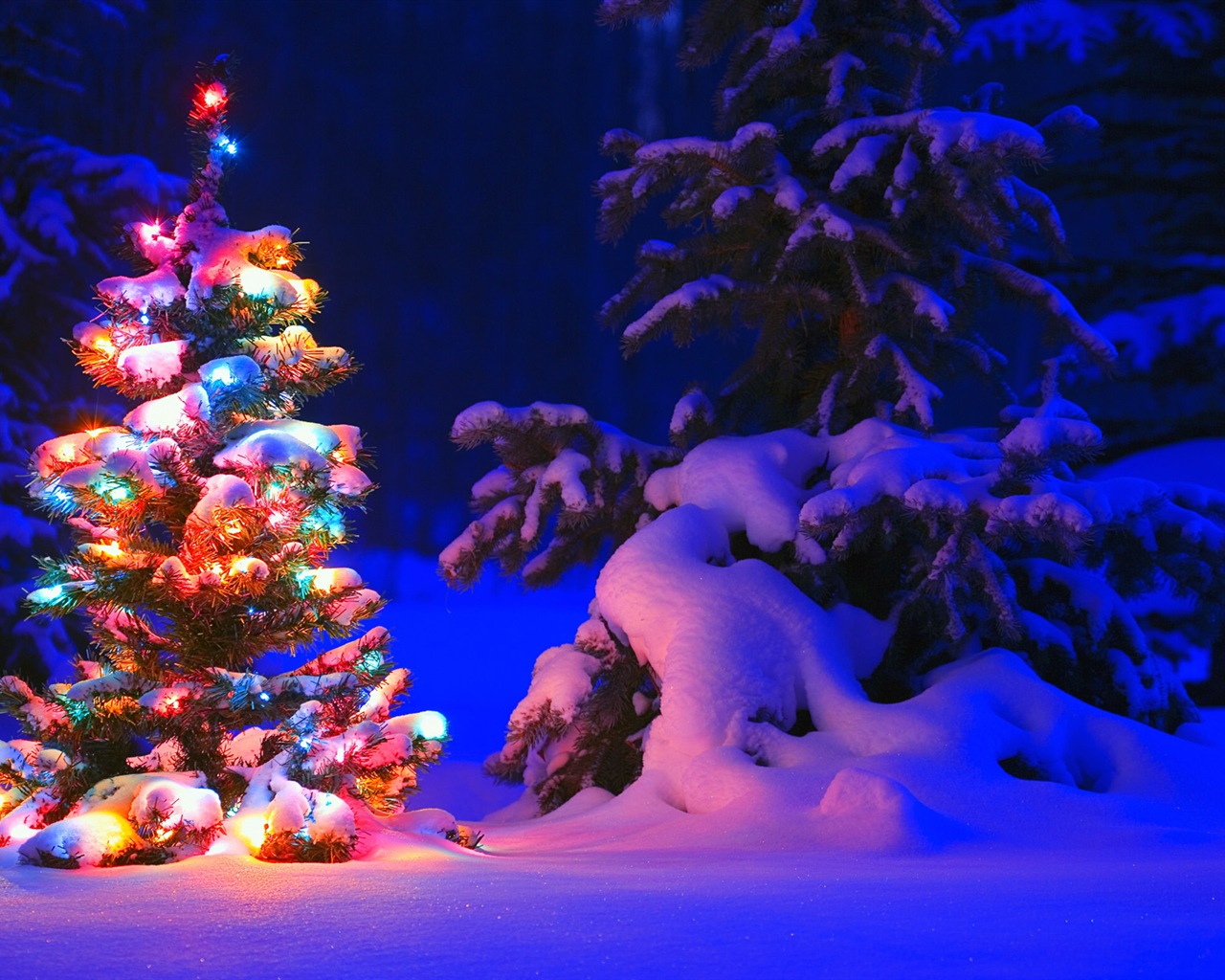 Windows 8 Theme HD Wallpapers: Winter snow night #4 - 1280x1024