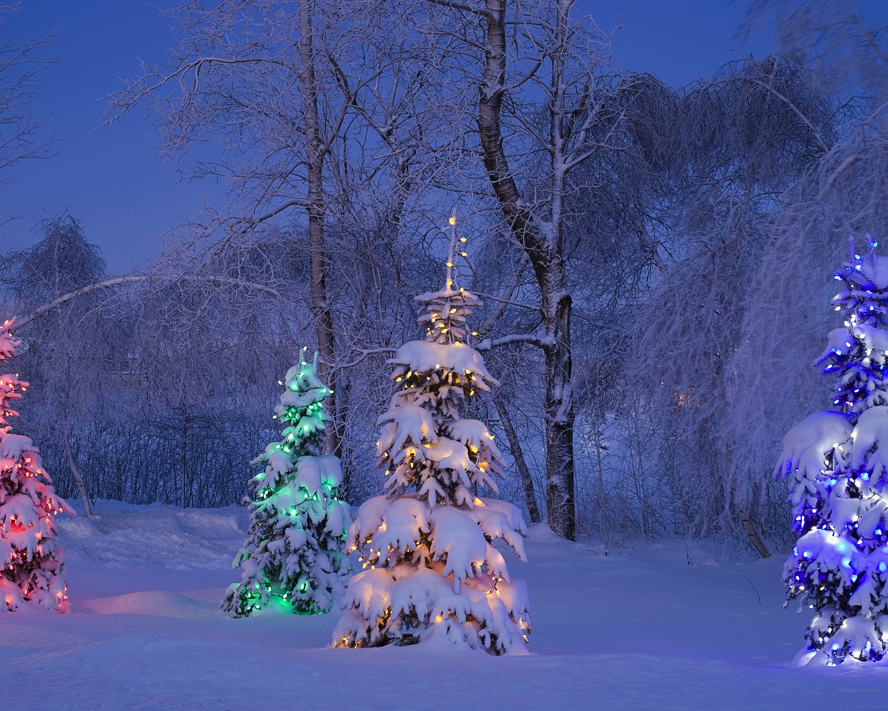 Windows 8 Theme HD Wallpapers: Nieve del invierno noche #8 - 1280x1024