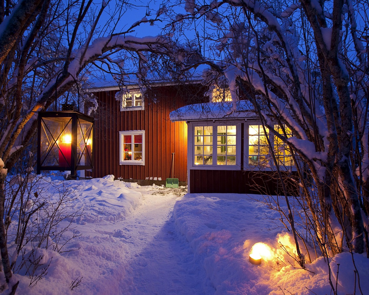 Windows 8 Theme HD Wallpapers: Winter snow night #9 - 1280x1024