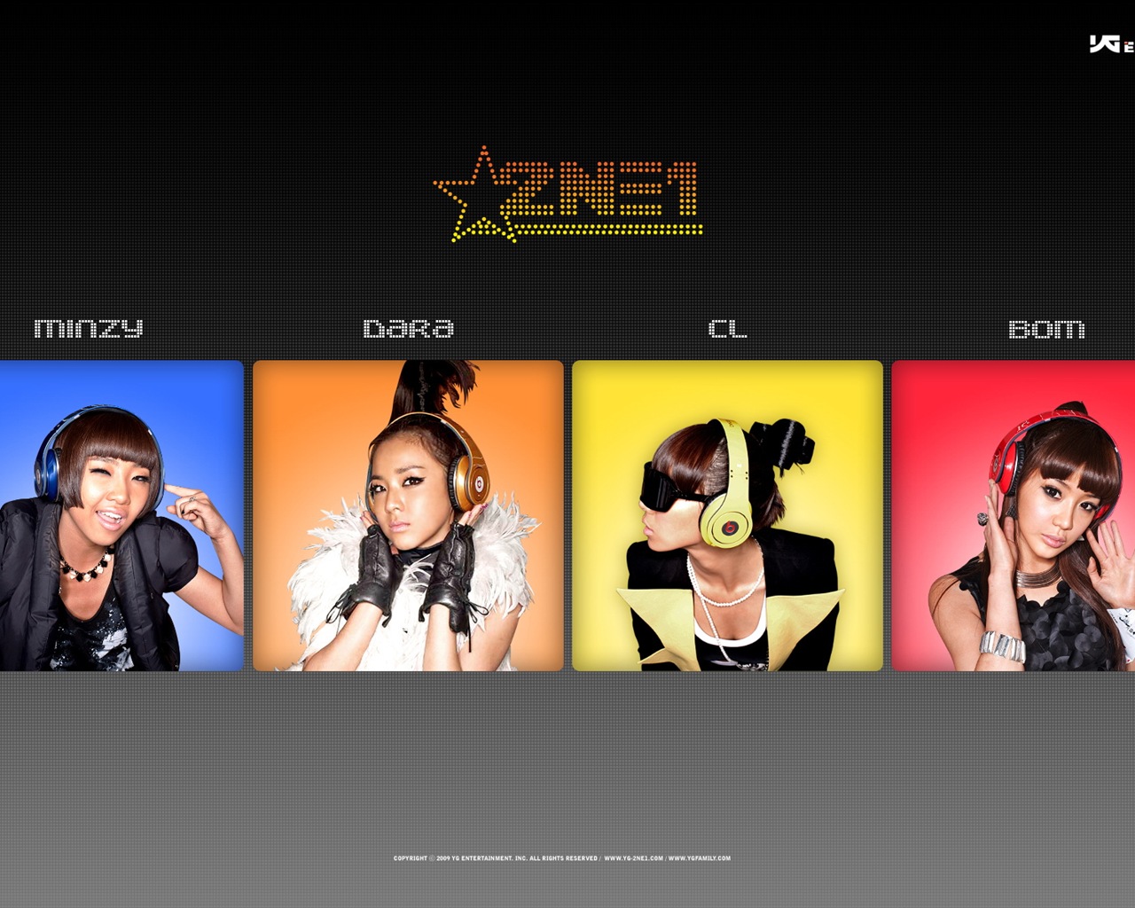 Korean music girls skupina 2NE1 HD tapety na plochu #16 - 1280x1024