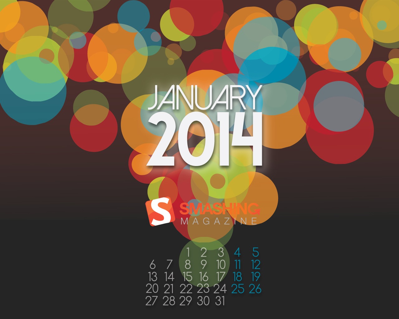 2014年1月カレンダー壁紙（1） #18 - 1280x1024