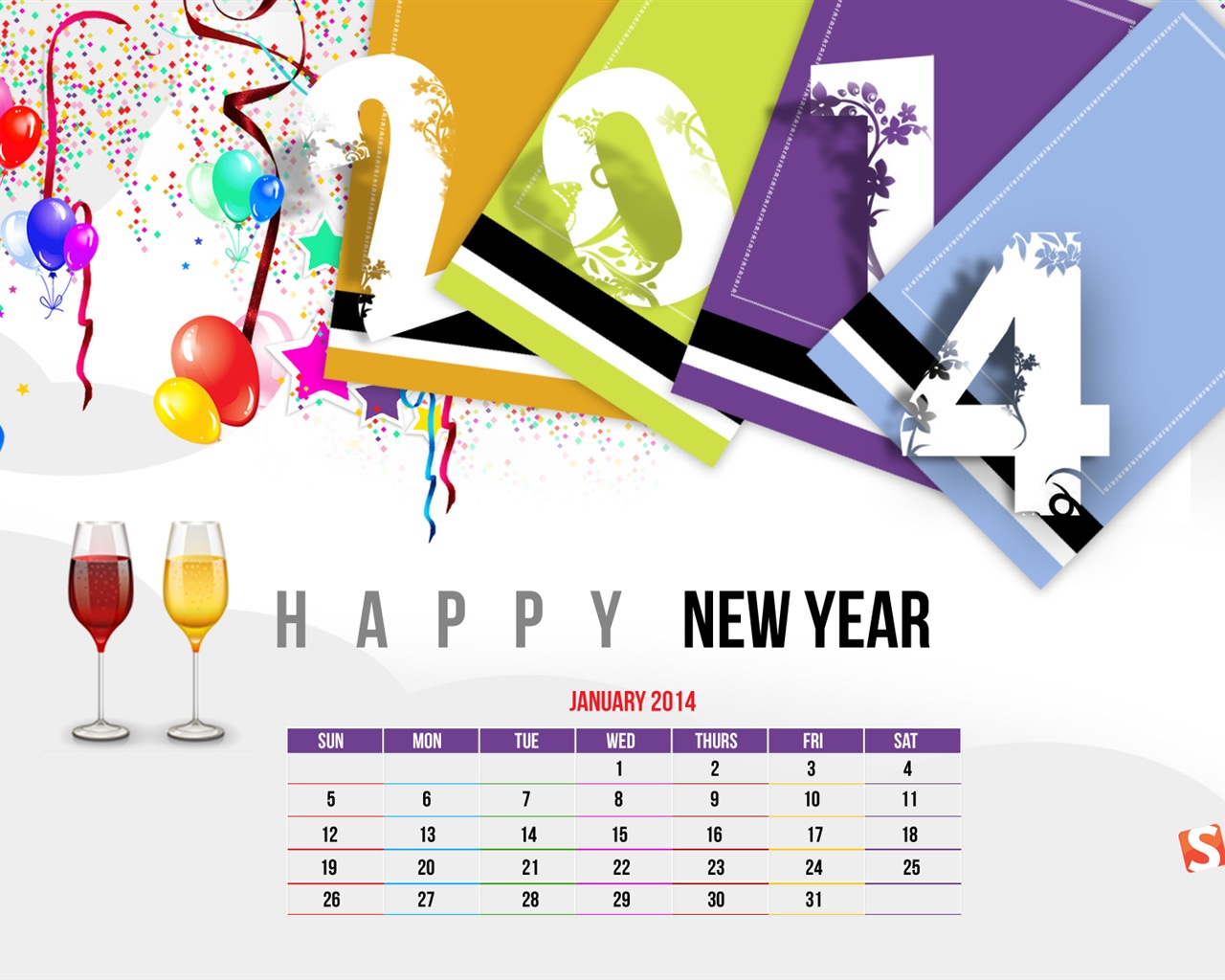 Januar 2014 Kalender Wallpaper (2) #5 - 1280x1024