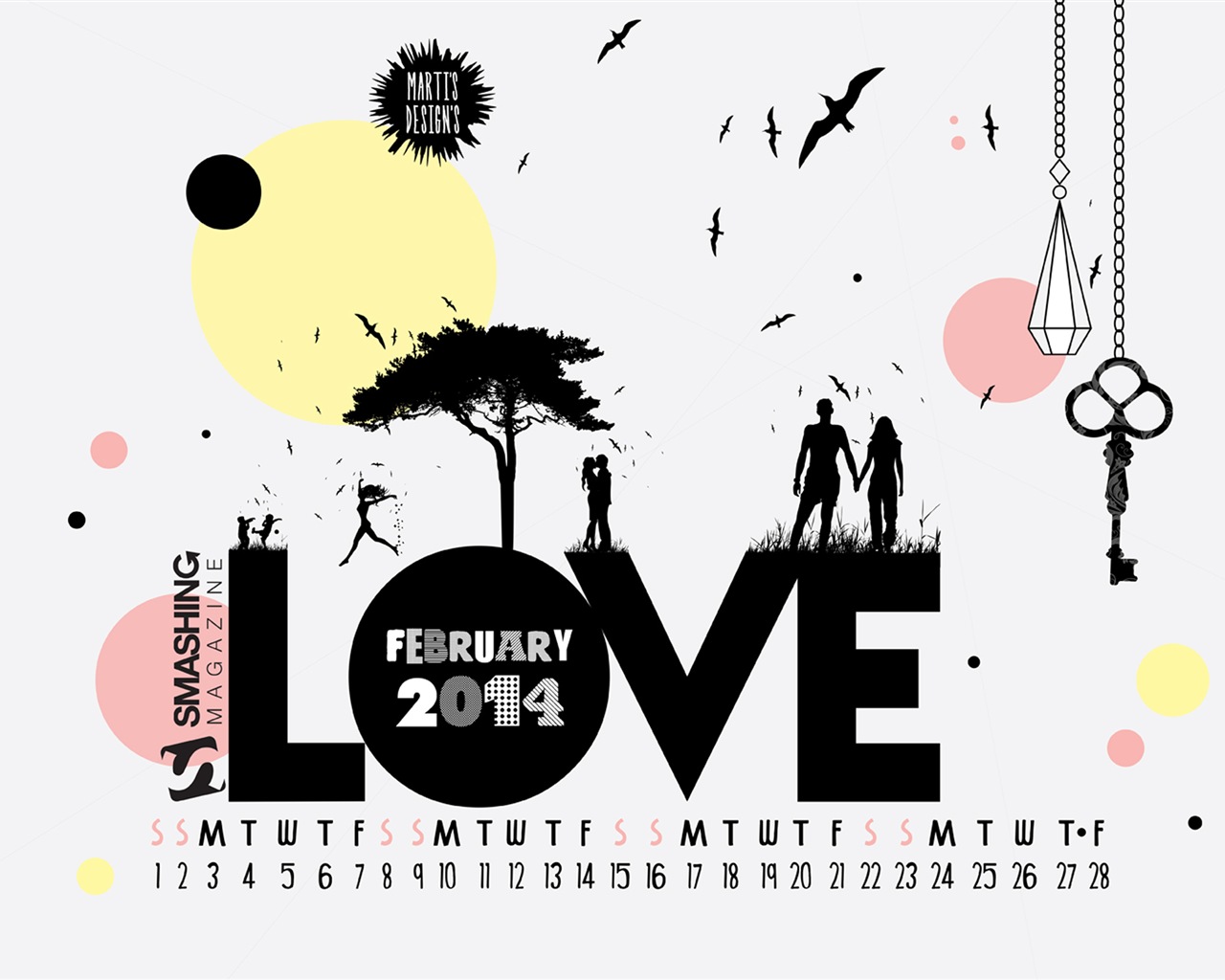 February 2014 Calendar wallpaper (2) #4 - 1280x1024