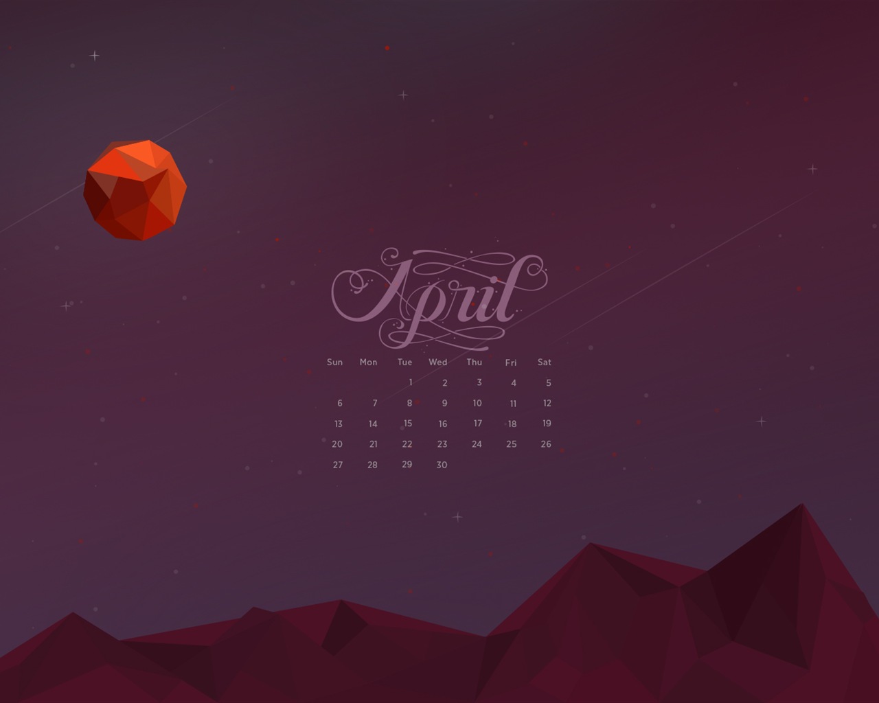 2014年4月 月曆壁紙(一) #19 - 1280x1024