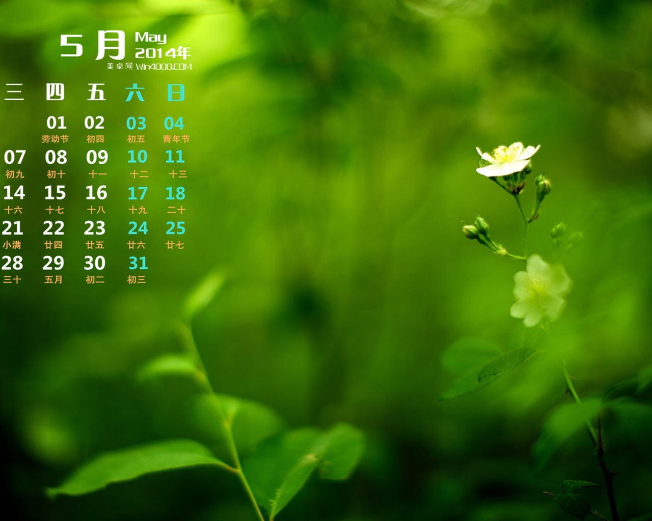 2014年5月 月历壁纸(一)4 - 1280x1024