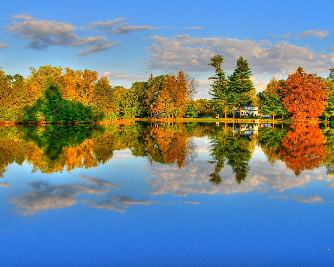 Water and trees in autumn HD wallpapers #10 - 1280x1024