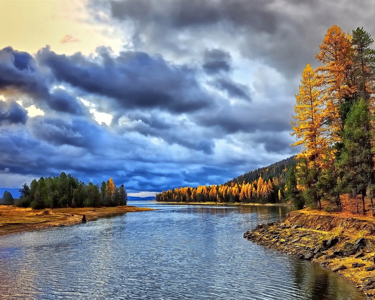 El agua y los árboles en otoño fondos de pantalla HD #14 - 1280x1024