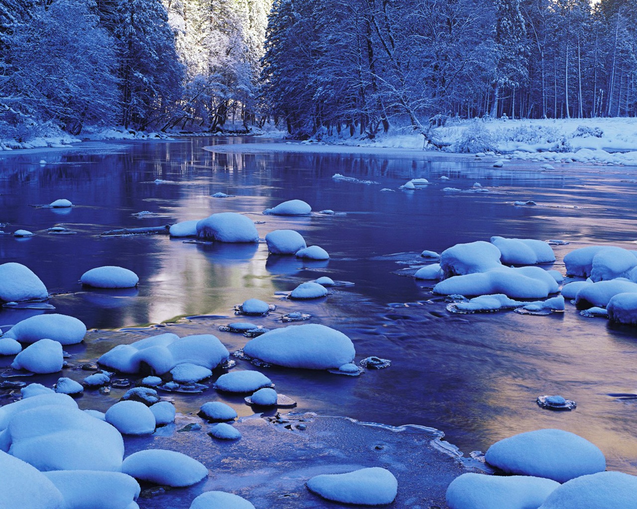 寒冷冬天美麗的雪景，Windows 8 全景寬屏壁紙 #3 - 1280x1024