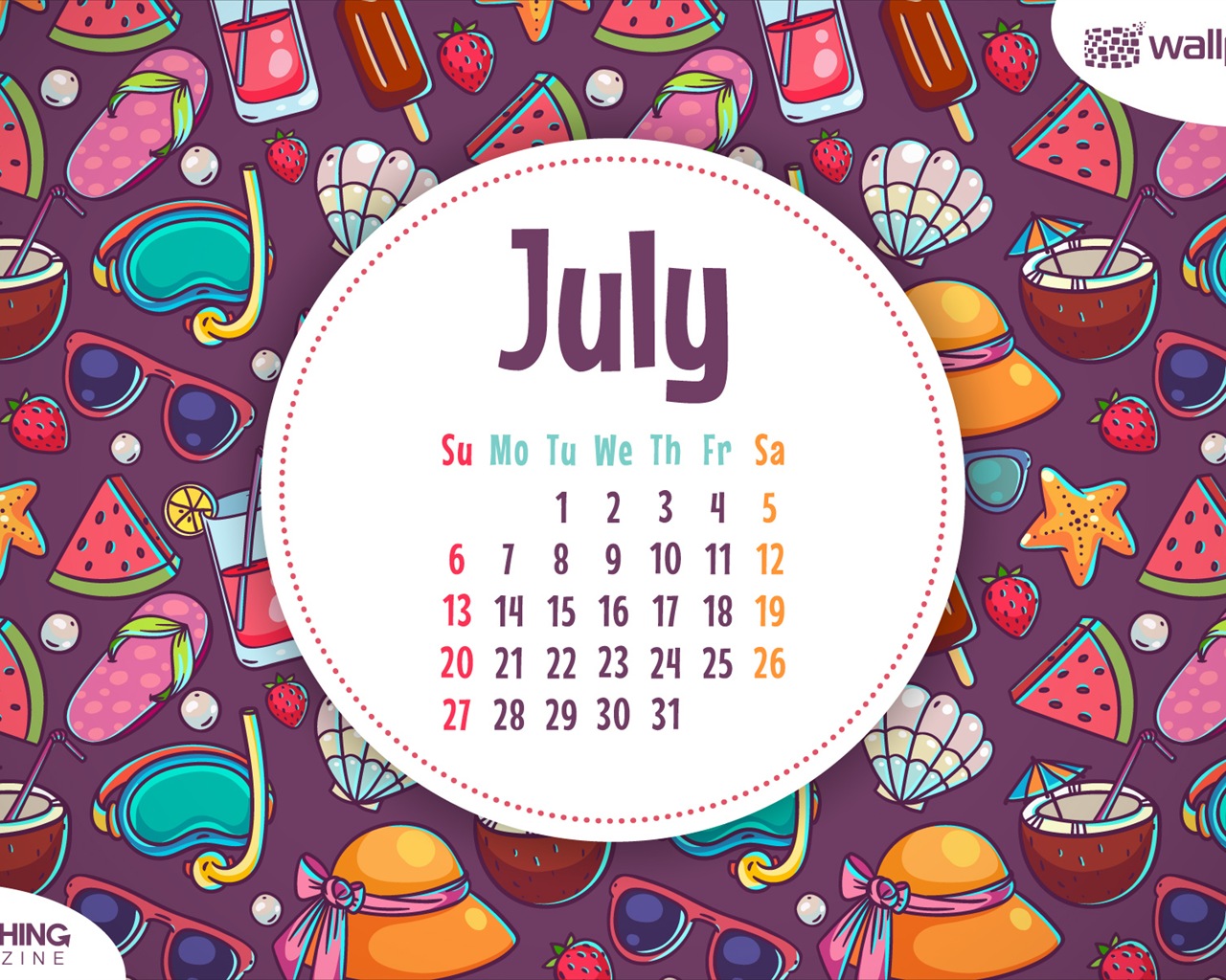 2014年7月 月曆壁紙(一) #6 - 1280x1024
