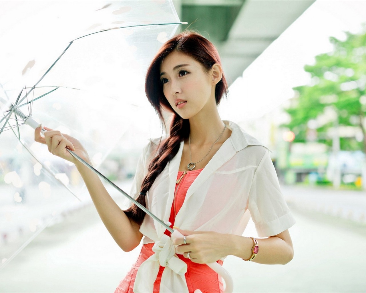 Rainy day pure girl HD wallpaper #11 - 1280x1024