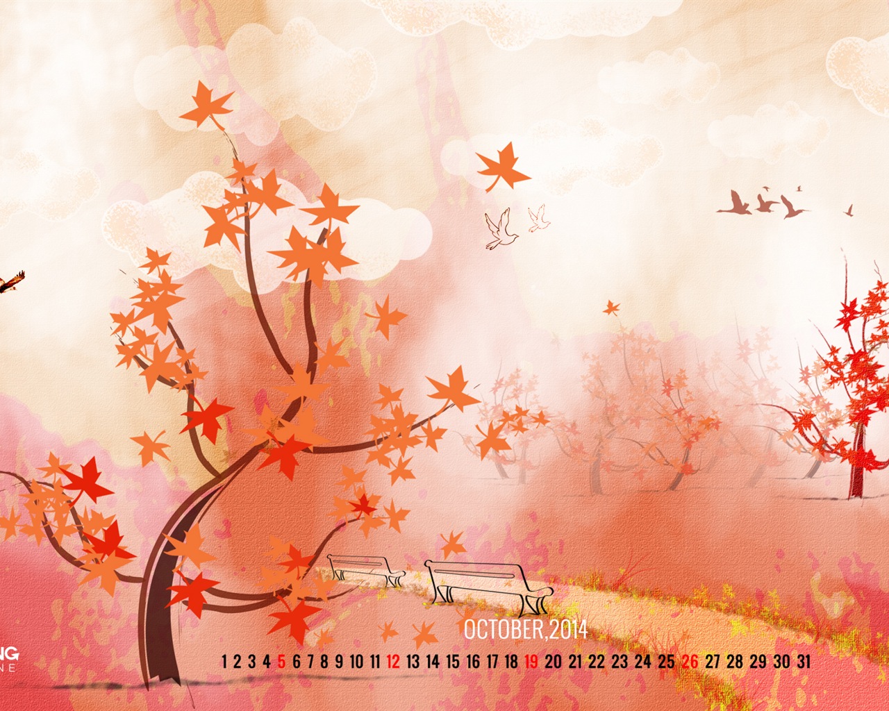10. 2014 Kalendář tapety (1) #1 - 1280x1024