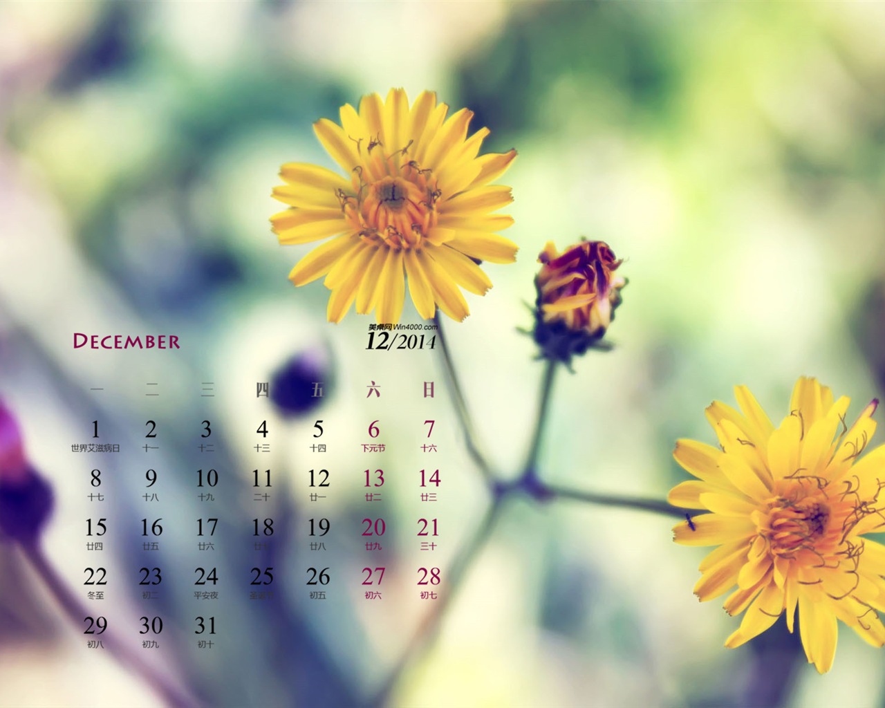 December 2014 Calendar wallpaper (1) #10 - 1280x1024