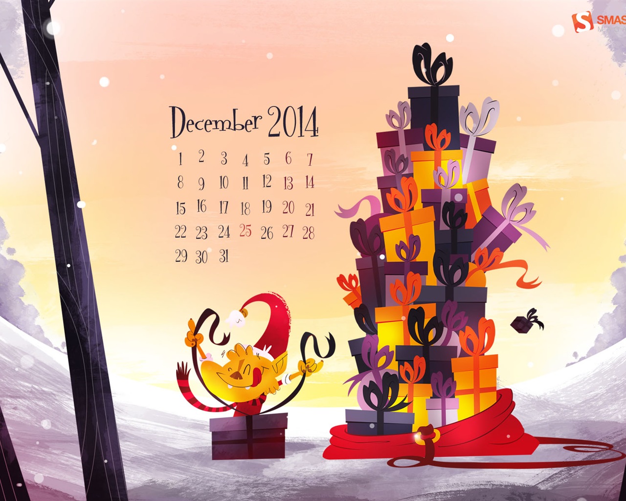 Décembre 2014 Calendrier fond d'écran (2) #1 - 1280x1024