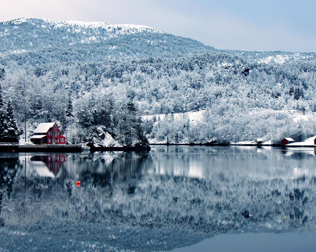 Hiver, neige, montagnes, lacs, arbres, routes fonds d'écran HD #11 - 1280x1024