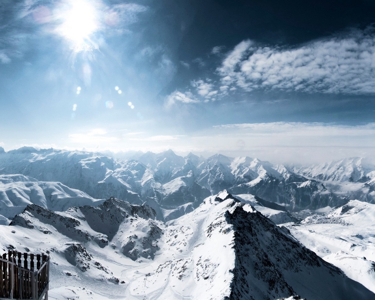 Winter, Schnee, Berge, Seen, Bäume, Straßen HD Wallpaper #15 - 1280x1024