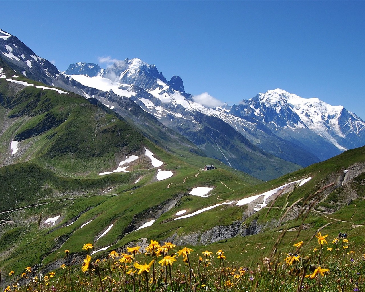 Hiver, neige, montagnes, lacs, arbres, routes fonds d'écran HD #17 - 1280x1024