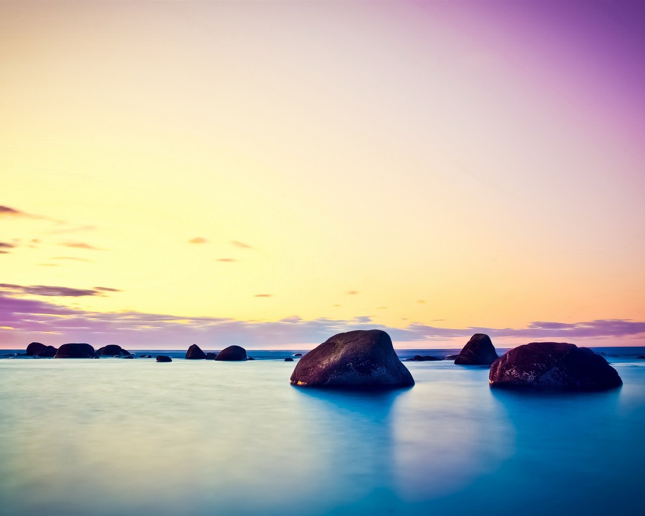 夕陽，藍天，大海，自然風景高清壁紙 #8 - 1280x1024