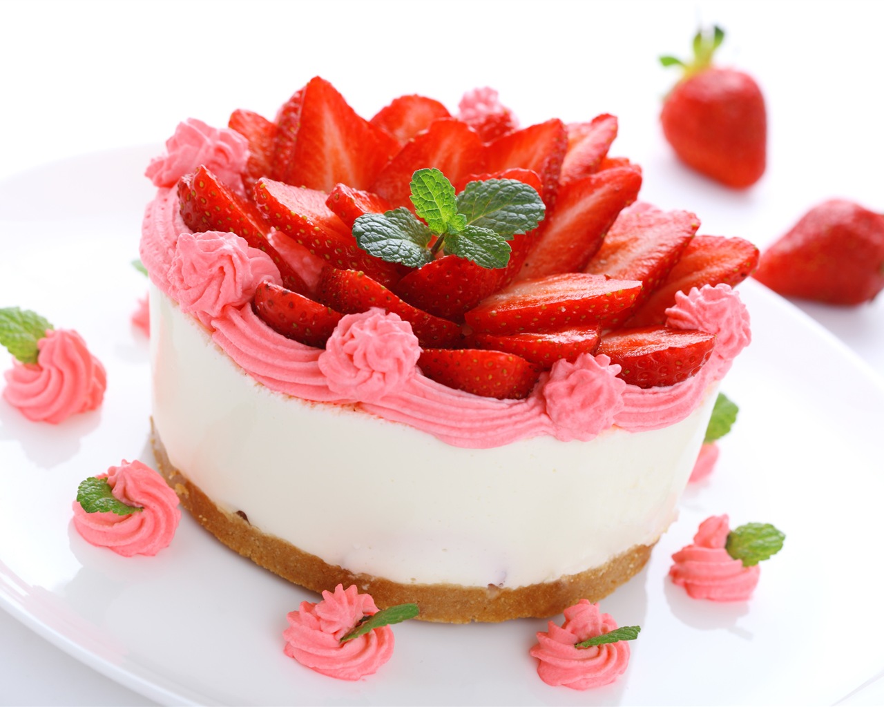맛있는 딸기 케이크의 HD 배경 화면 #14 - 1280x1024