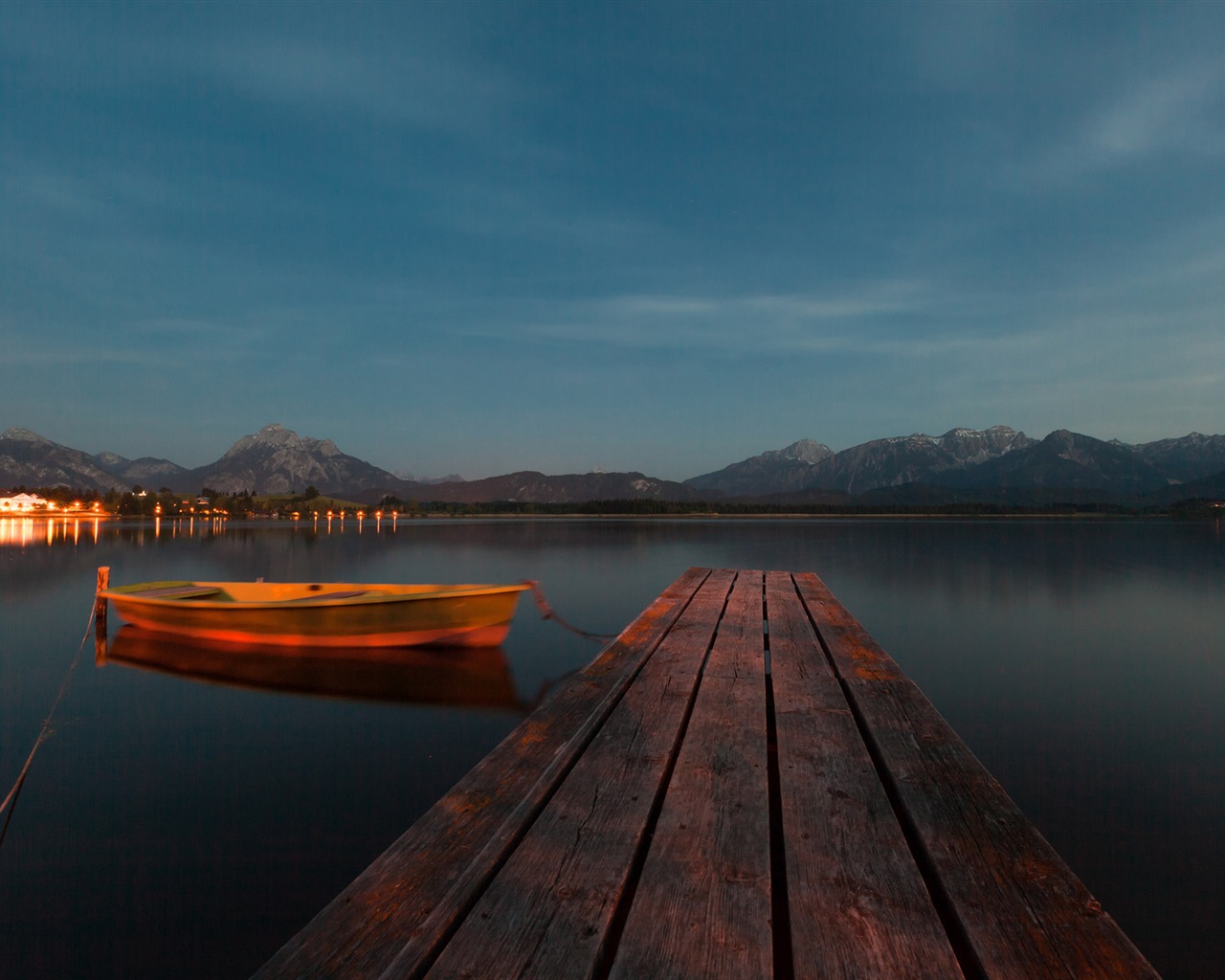 Lake et promenade au crépuscule vues fonds d'écran HD #5 - 1280x1024
